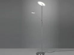 LED Deckenfluter BRANTFORD Silber schwenkbar mit Lesearm, Höhe 180cm
