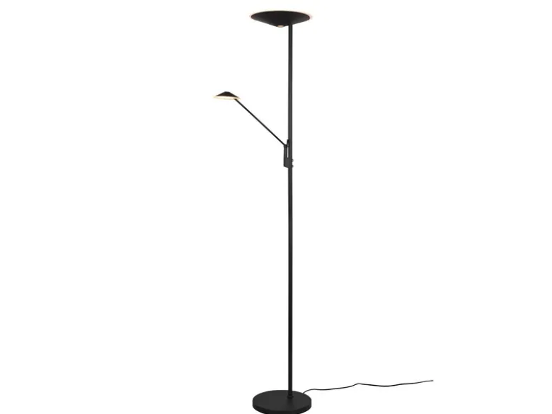 LED Deckenfluter BRANTFORD Schwarz schwenkbar mit Lesearm, Höhe 180cm