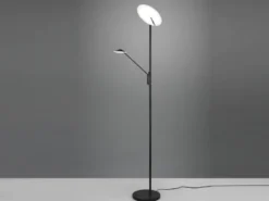 LED Deckenfluter BRANTFORD Schwarz schwenkbar mit Lesearm, Höhe 180cm