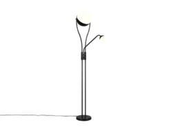 LED Deckenfluter CHRIS mit flexibler Leselampe, Schwarz, Höhe 180cm