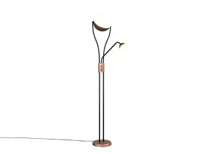 LED Deckenfluter CHRIS mit flexibler Leselampe, Schwarz Coffee, Höhe 180cm