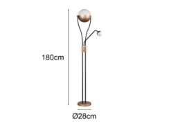 LED Deckenfluter CHRIS mit flexibler Leselampe, Schwarz Coffee, Höhe 180cm
