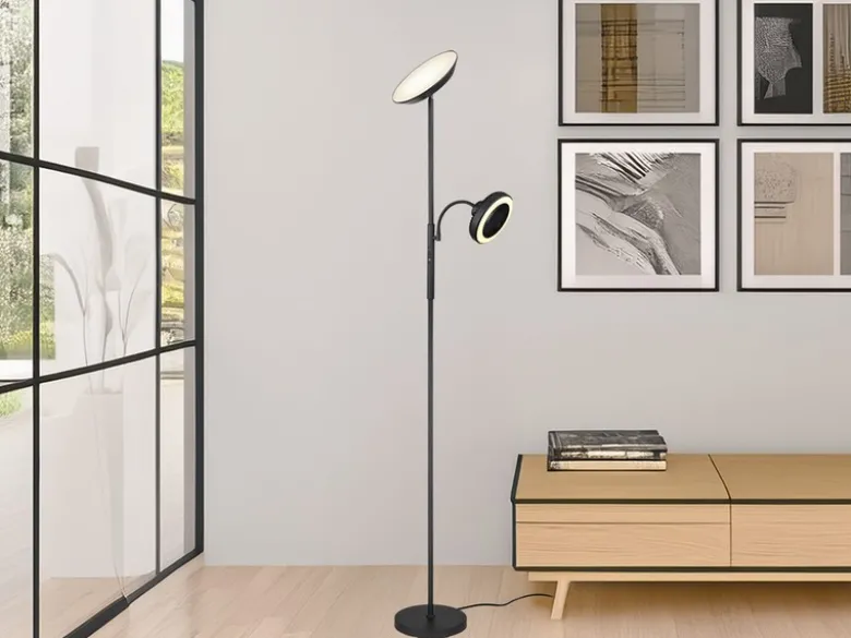 LED Deckenfluter DAVYD dimmbar mit Lesearm & Ventilator, Höhe 178cm