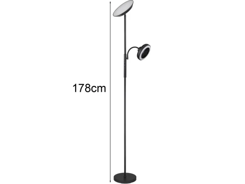 LED Deckenfluter DAVYD dimmbar mit Lesearm & Ventilator, Höhe 178cm