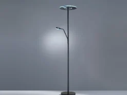 LED Deckenfluter DENT Schwarz mit Leselampe dimmbar, Höhe 180cm