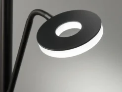 LED Deckenfluter DENT Schwarz mit Leselampe dimmbar, Höhe 180cm