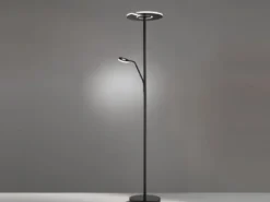 LED Deckenfluter DENT Schwarz mit Leselampe dimmbar, Höhe 180cm