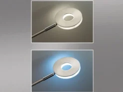 LED Deckenfluter DENT Silber mit Leselampe dimmbar, Höhe 180cm