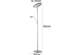 LED Deckenfluter DENT Silber mit Leselampe dimmbar, Höhe 180cm