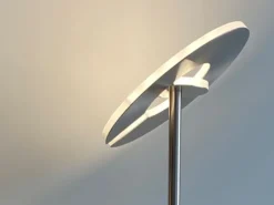 LED Deckenfluter DENT Silber mit Leselampe dimmbar, Höhe 180cm