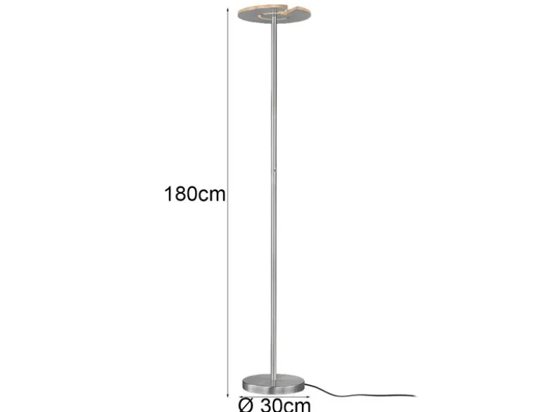 LED Deckenfluter DENT Silber dimmbar, Höhe 180cm