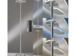 LED Deckenfluter DENT Silber dimmbar, Höhe 180cm