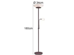 LED Deckenfluter mit Leselampe, Rostoptik & Glasschirme weiß, Höhe 180cm