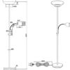 LED Deckenfluter mit Leselampe, Silber & Glasschirme weiß, Höhe 180cm