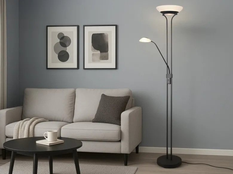 LED Deckenfluter ORSON Schwarz mit Leselicht, dimmbar flexibel - 180cm