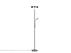 LED Deckenfluter PALERMO Höhe 183cm mit Leselampe und Fernbedienung, Silber