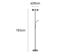 LED Deckenfluter PALERMO Höhe 183cm mit Leselampe und Fernbedienung, Silber