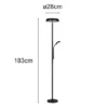 LED Deckenfluter PALERMO Höhe 183cm mit Leselampe und Fernbedienung, Schwarz