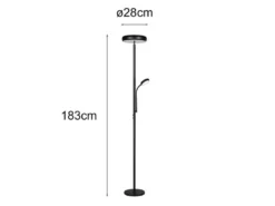 LED Deckenfluter PALERMO Höhe 183cm mit Leselampe und Fernbedienung, Schwarz