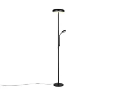 LED Deckenfluter PALERMO Höhe 183cm mit Leselampe und Fernbedienung, Schwarz