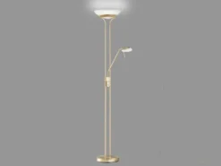 LED Deckenfluter POOL Messing mit Leselampe dimmbar, Höhe 182cm