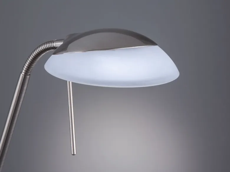 LED Deckenfluter POOL Silber mit Leselampe dimmbar, Höhe 182cm