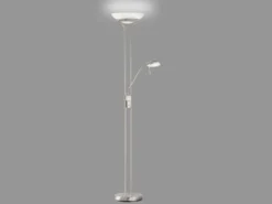 LED Deckenfluter POOL Silber mit Leselampe dimmbar, Höhe 182cm