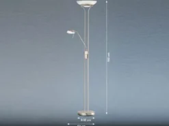 LED Deckenfluter POOL Silber mit Leselampe dimmbar, Höhe 182cm