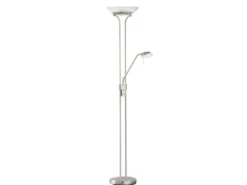 LED Deckenfluter POOL Silber mit Leselampe dimmbar, Höhe 182cm