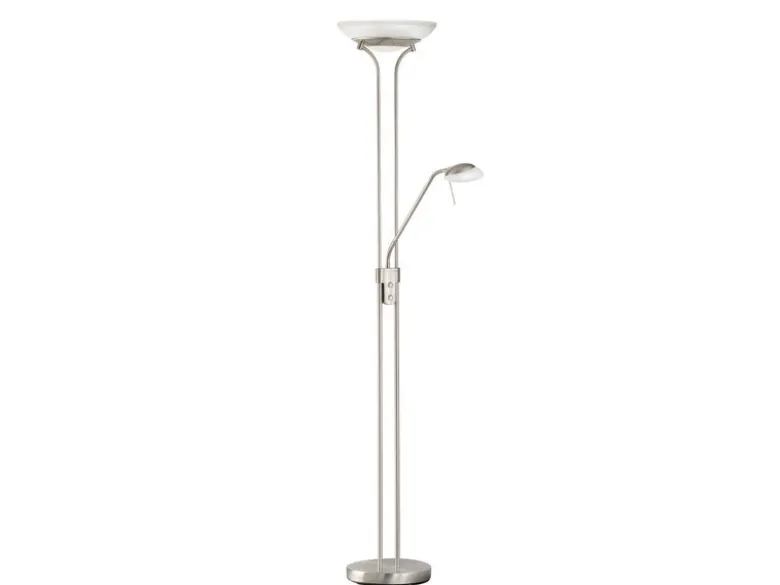 LED Deckenfluter POOL Silber mit Leselampe dimmbar, Höhe 182cm