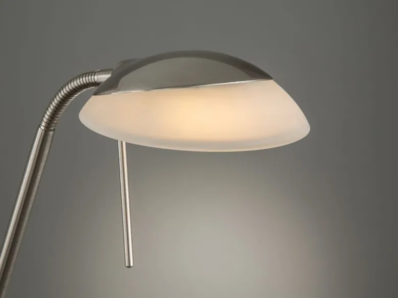 LED Deckenfluter POOL Silber mit Leselampe dimmbar, Höhe 182cm