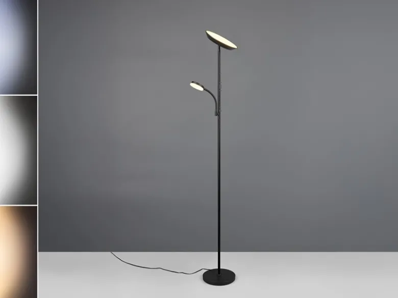 LED Deckenfluter SPECTER mit Leselampe, dimmbar & Lichtfarbe einstellbar, 178cm