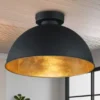 LED Deckenlampe mit Metall Lampenschirm in Schwarz & Gold, Ø31cm