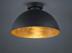LED Deckenlampe mit Metall Lampenschirm in Schwarz & Gold, Ø31cm