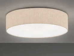 LED Deckenlampe rund groß mit Lampenschirm Leinen Beige, Ø 60cm