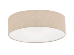 LED Deckenlampe rund mit Lampenschirm Leinen Beige, Ø 40cm