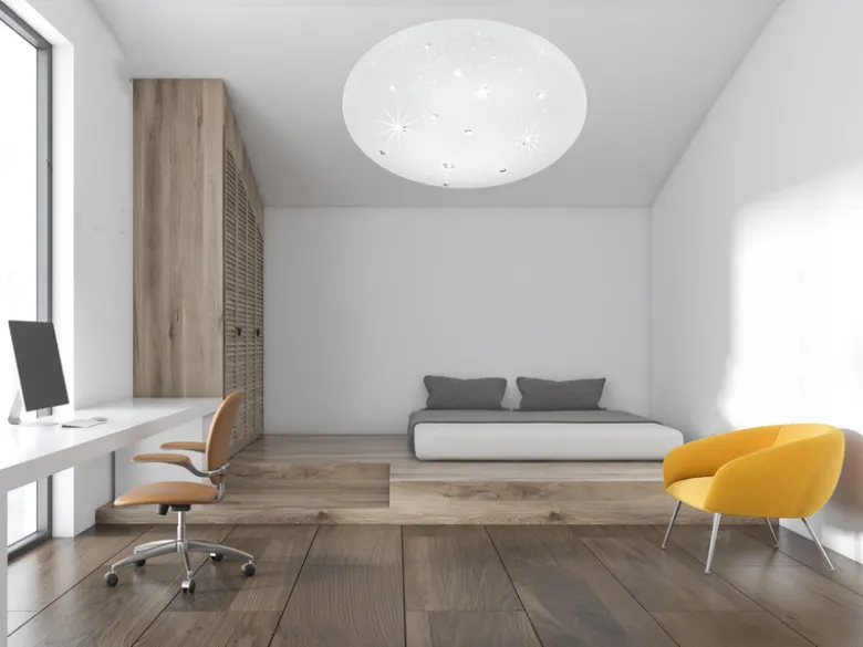 LED Deckenleuchte ACHAT mit Sternenhimmel Kunststoff Weiß, Ø 27cm