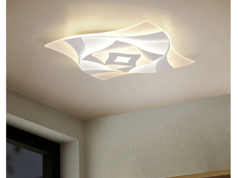 LED Deckenleuchte AKITA extra hell, mit Fernbedienung dimmbar flach 48x48cm