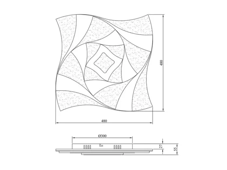 LED Deckenleuchte AKITA extra hell, mit Fernbedienung dimmbar flach 48x48cm