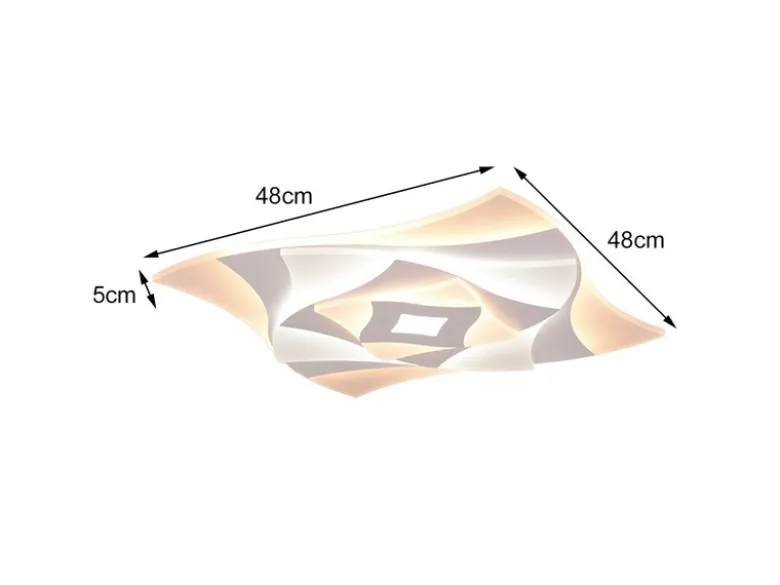 LED Deckenleuchte AKITA extra hell, mit Fernbedienung dimmbar flach 48x48cm