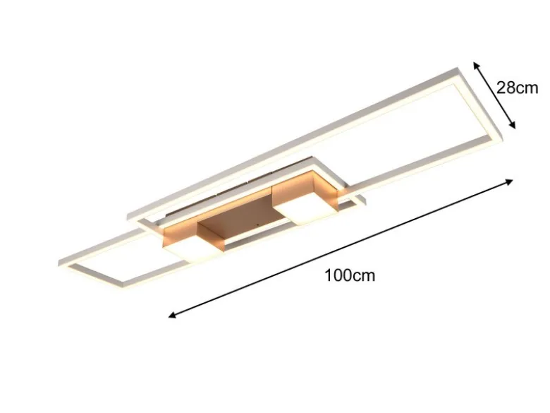 LED Deckenleuchte ALBANY Coffee mit Fernbedienung dimmbar, Breite 100cm