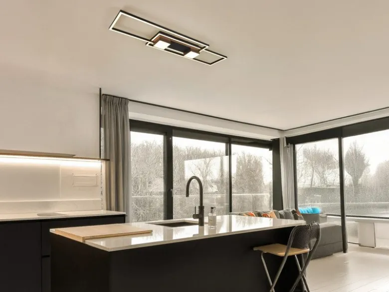 LED Deckenleuchte ALBANY Schwarz mit Fernbedienung dimmbar, Breite 100cm