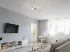 LED Deckenleuchte ALBANY Silber mit Fernbedienung dimmbar, Breite 100cm