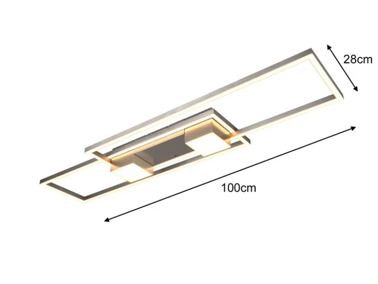 LED Deckenleuchte ALBANY Silber mit Fernbedienung dimmbar, Breite 100cm