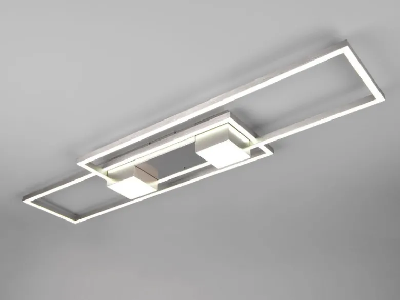 LED Deckenleuchte ALBANY Silber mit Fernbedienung dimmbar, Breite 100cm