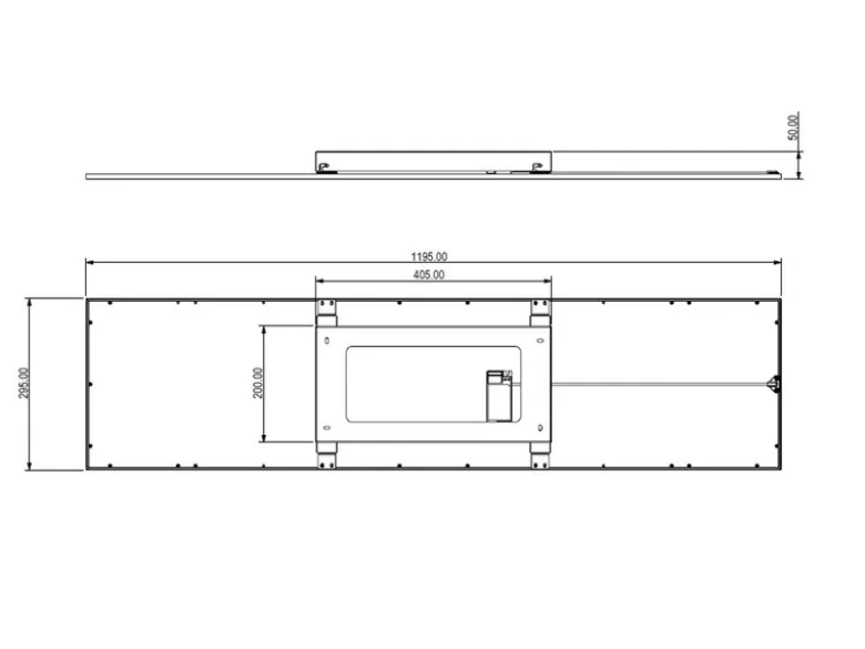 LED Deckenleuchte ALPHA Schwarz großes Panel rechteckig Ultra Slim, Breite 119cm