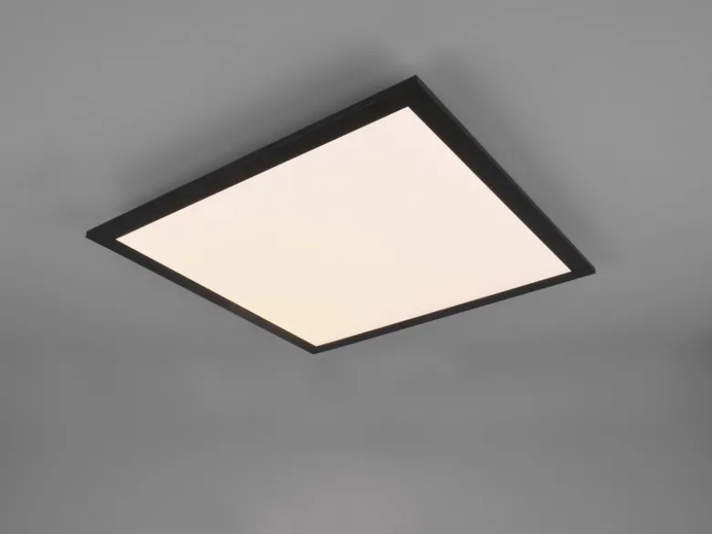 LED Deckenleuchte ALPHA Schwarz Panel eckig Ultra Slim, Quadrat 45cm