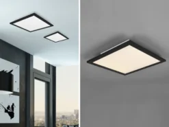 LED Deckenleuchte ALPHA Schwarz Panel eckig Ultra Slim, Quadrat 45cm