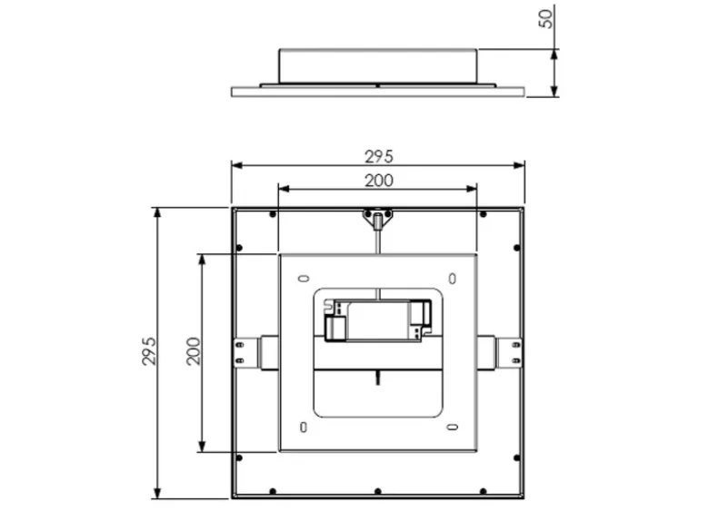 LED Deckenleuchte ALPHA Schwarz Panel eckig Ultra Slim, Quadrat 29cm