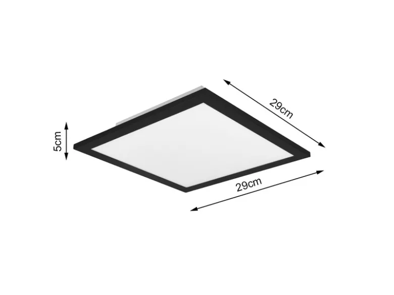 LED Deckenleuchte ALPHA Schwarz Panel eckig Ultra Slim, Quadrat 29cm